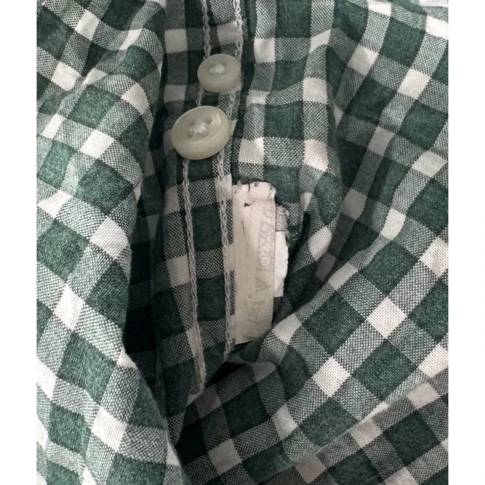 J.Crew Mens Large Green Gingham Plaid Slim Fit Long Sleeve Button Down Shirt